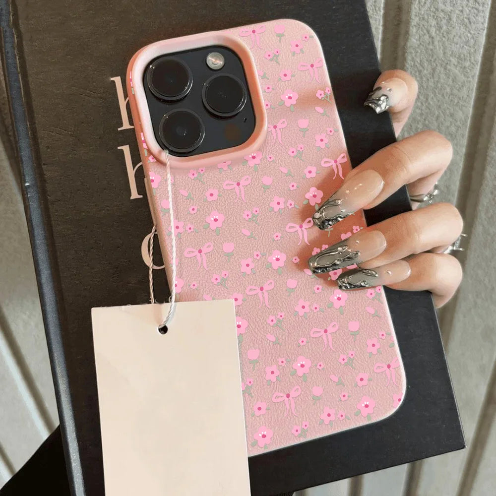 Flower Leather Phone Case For iPhone 15 Pro Max Case iPhone 11 12 13 14 16 17 Pro Max Plus 17 Air Shockproof Soft Silicone