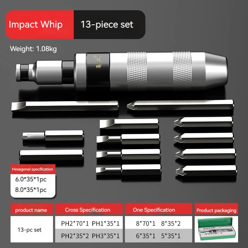7/13 PCS Impact Screwdriver Hand Manual Reversible Impact Driver Set Durable Remove Disengage Rusted Fasteners Or Frozen Bolts