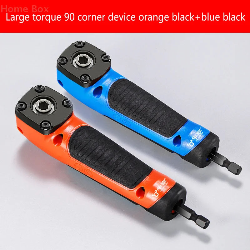 Multifunctional Electric Corner Screwdriver – High Torque 90° Right Angle Manual Tool (Blue & Orange)