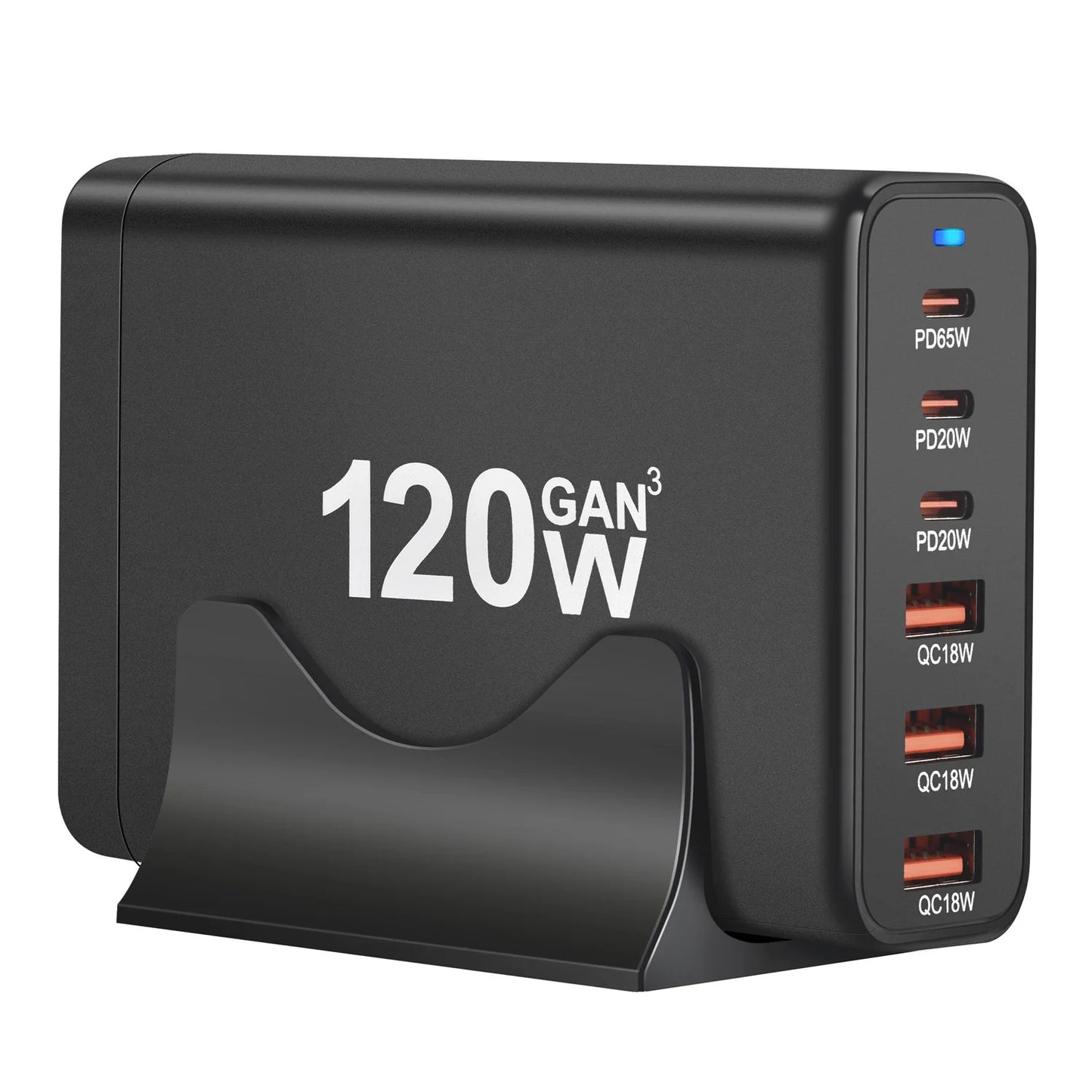 120W GAN Multi USB Fast Charging Station 6 Port Hub Type C Charger PD Smart For iPhone Samsung Xiaom
