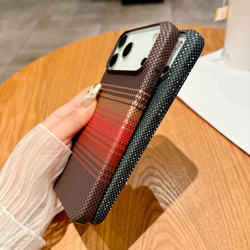 For Magsafe Magnetic Wireless Charging Luxury Solid Color Carbon Fiber Phone Case For iPhone 17 Pro Max Air Bumper Back