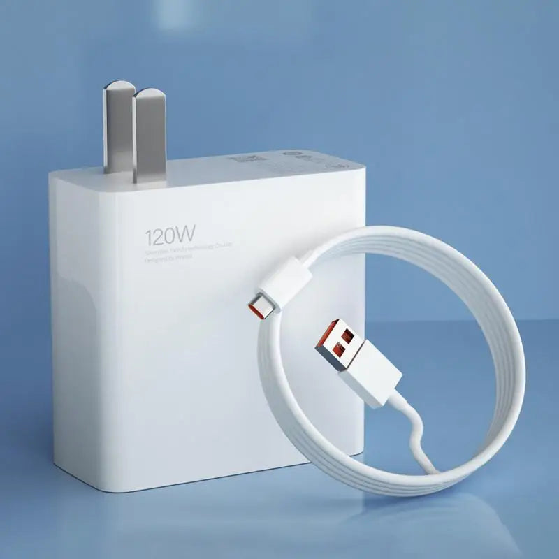120W USB Fast Charger EU/US Plug Phone Charge Adapter For SamsungXiaomi Wall Charger With 120W Charging Cable