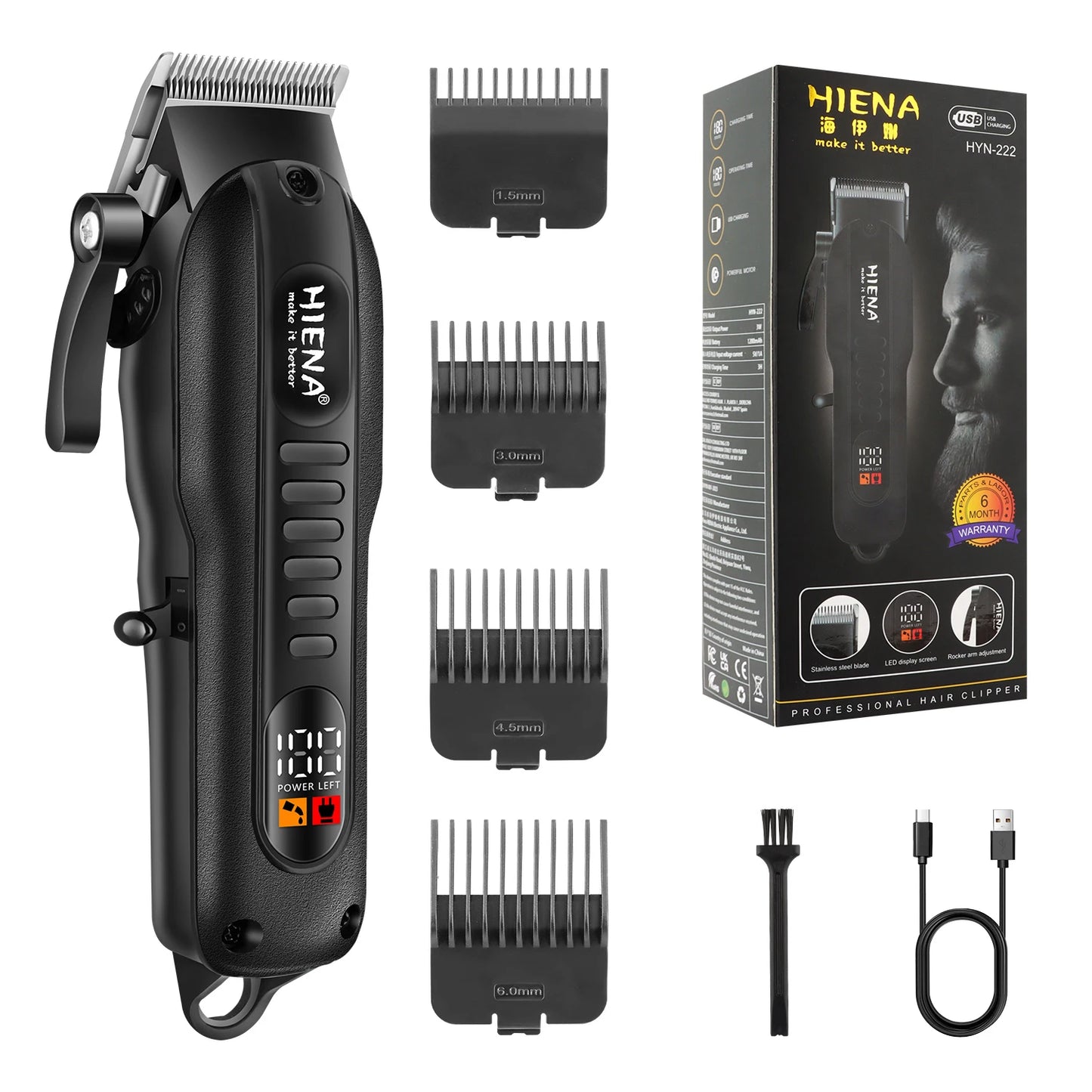 HIENA Professional Hair Clipper – Electric Trimmer & Shaver for Men
