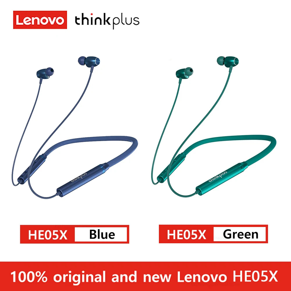 100% Original Lenovo HE05X Bluetooth 5.0 Earphones Waterproof Wireless HIFI Sound Magnetic Neckband X8H Sports