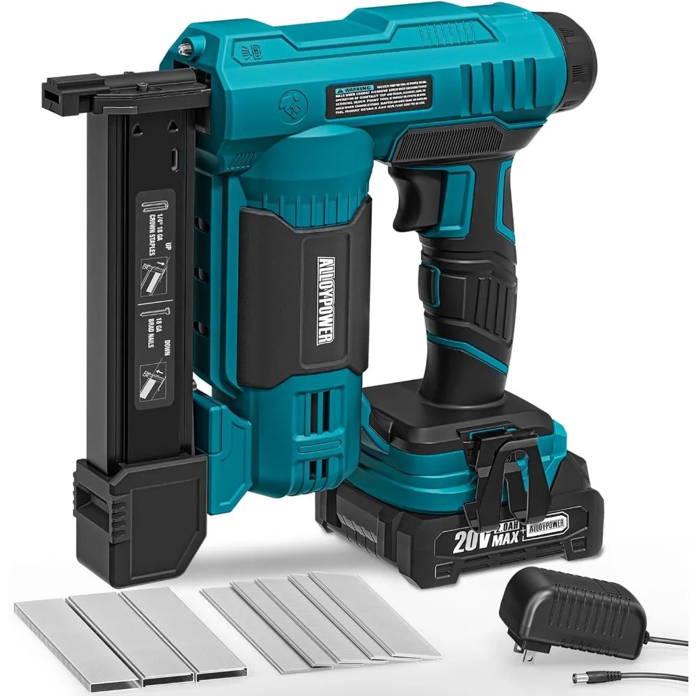 ALLOYPOWER 2-in-1 Cordless Brad Nailer & Stapler – 2.0Ah Battery + Nails & Staples
