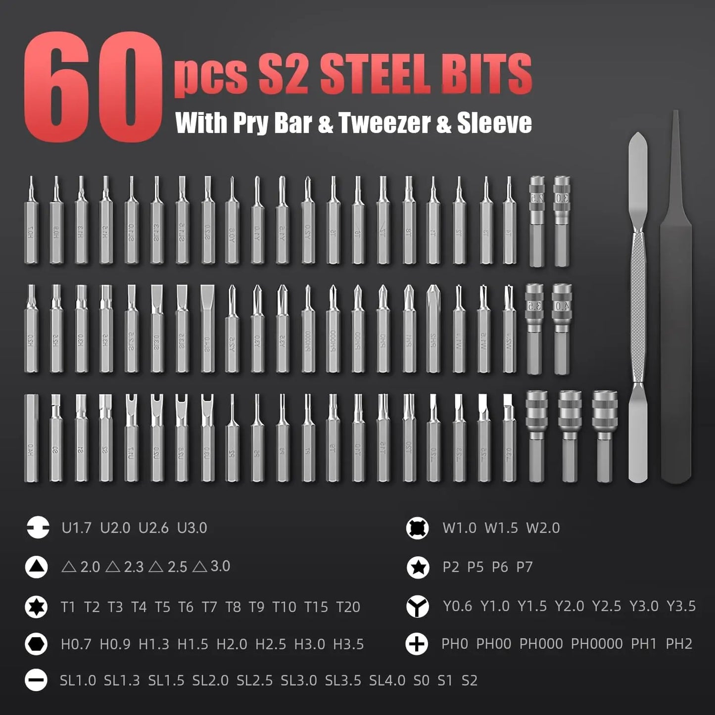 CreationSpace 3.7V Electric Precision Screwdriver Set – 60 Magnetic Bits, Type-C Charging for Gamepads, Phones & Watches