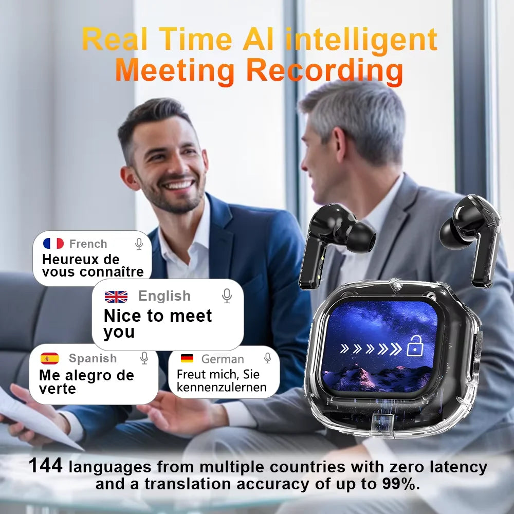 Translation Headphones with Multifunction Touch Screen Smart Wireless Bluetooth HiFi Audio Quality Business