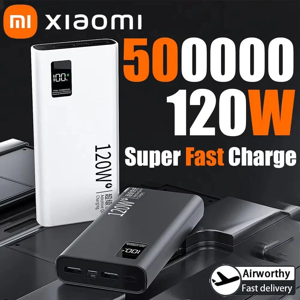 Xiaomi 120W Power Bank 50000mAh High Capacity Fast Charging Portable Battery Charger For iPhone Samsung Huawei Universal