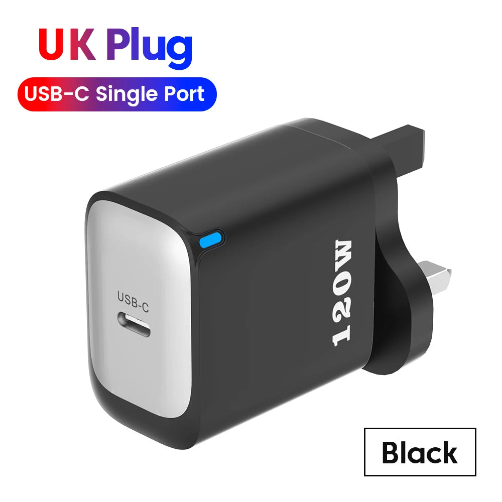 120W PD Fast Charger Type C Quick  3.0 USB C For iPhone 15 16 Samsung Xiaomi 0.25m USB C to C Short Cable