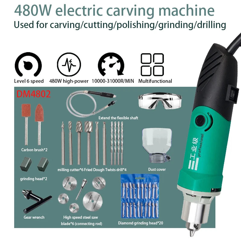 OCSE Engraver Drill  Variable Speed Rotary Tool  Mini Engraving Drill  Flexible Shaft Drill  Dremel Style Rotary Tool  Electric Engraving Machine  DIY