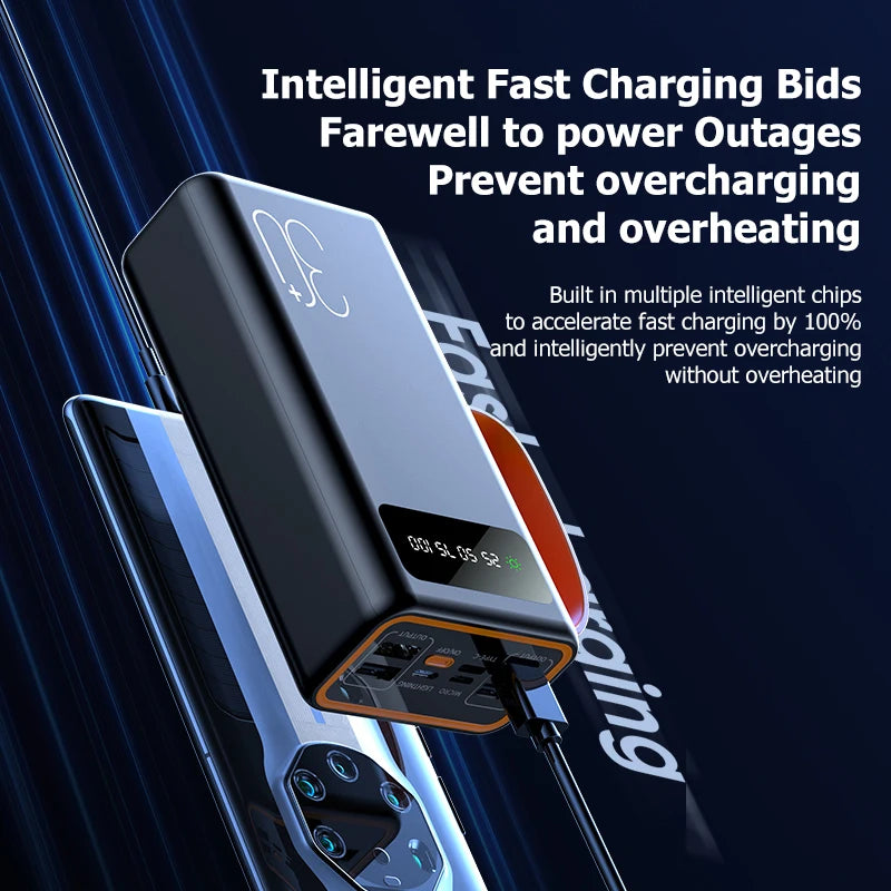 OnePlus 200000mAh Solar Power Bank – Big Capacity with Built-in Cables & LED Light for iPhone & Huawei