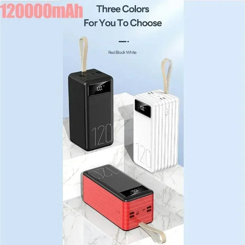 120000mAh Power Bank Fast Charging W/LED Light 120W Portable Super External Battery Laptop for Iphone Huawei