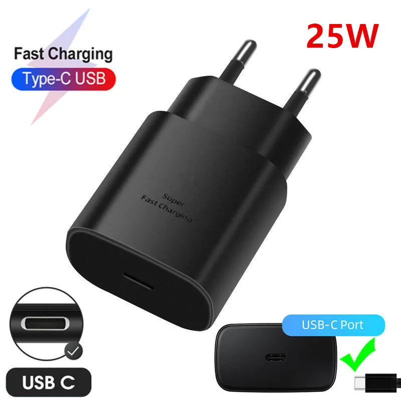 PD25/PD45W Super Fast USB-C Charger – Dual USB-C Cable Set for Samsung Phones