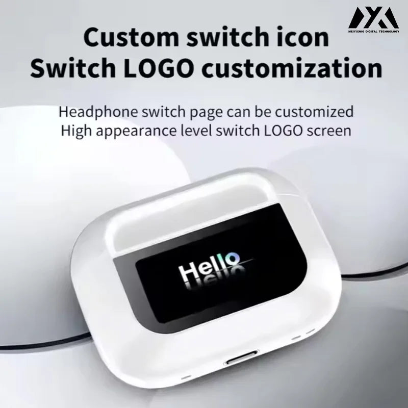 A8 Pro wireless headphones, touch-controlled LED display, noise-cancelling headphones, long-lasting battery, built-in microphone