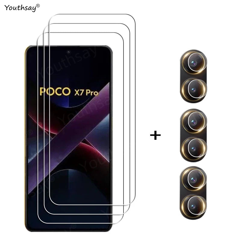 Full Gule Glass For Poco X7 Pro Tempered Glass Poco X7 Pro Screen Protector HD Protective Phone Camera Lens Film Poco X7 Pro