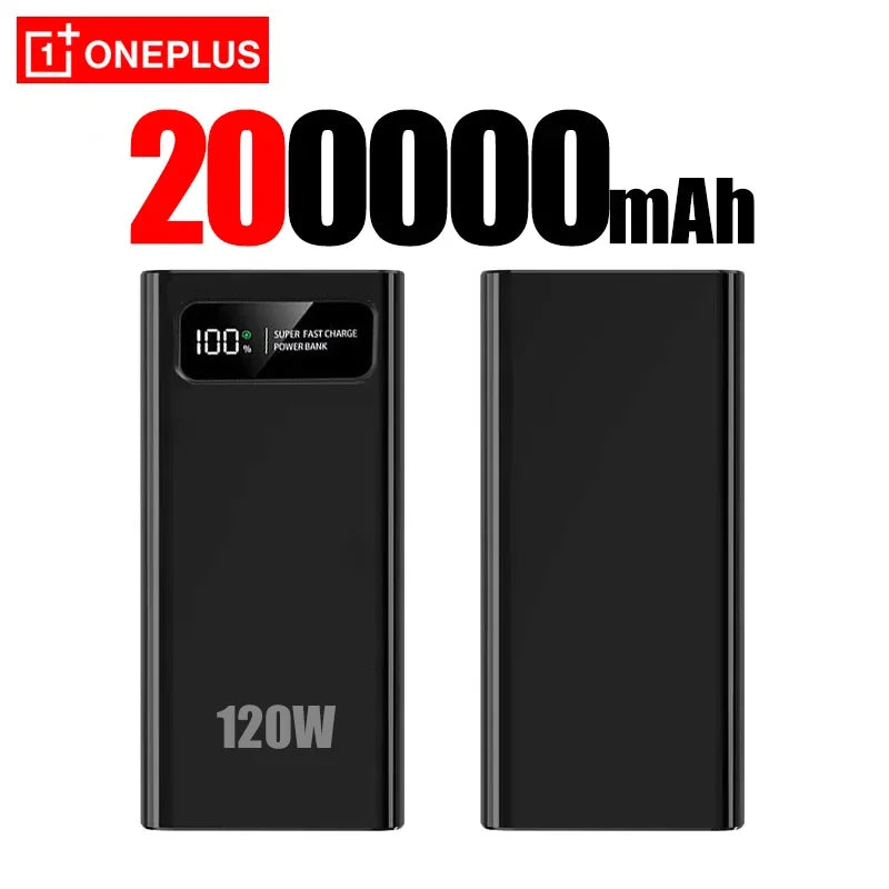 OnePlus 200000mAh LED Digital Display Super Fast Power Bank High Capacity 120W Charging Portable External For IPhone