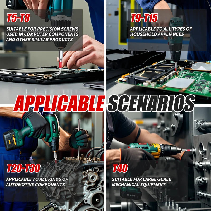 1/2 Inches T5-T40 Torx Screwdriver Bit Set,Impact Tough Magnetic S2 Alloy Steel Star Bit with Base