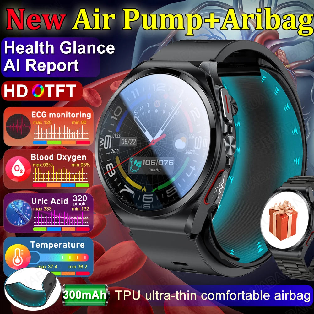 Smart Watch 2025 New For huawei Airbag air Pump ECG Blood Pressure watch Uric Acid  Lipids health mens waterproof
