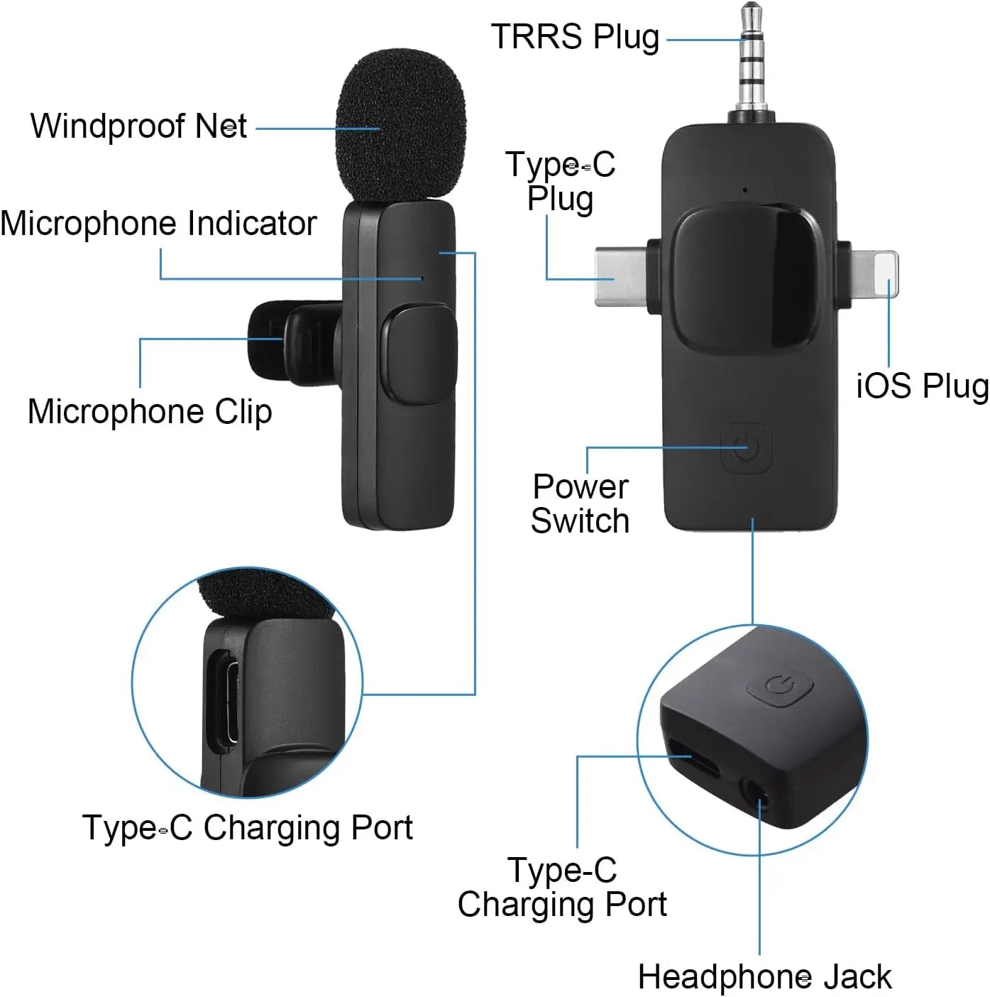 2.4G Wireless Lavalier Microphone – Portable Mini Mic for iPhone, Android & Live Streaming