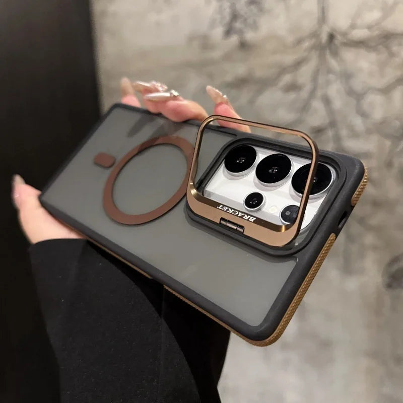 For Magsafe Magnetic Metal Lens Protection Stand Case For  Galaxy Samsung S25 S24 S23  S22 Ultra Plus FE Shockproof Bumper