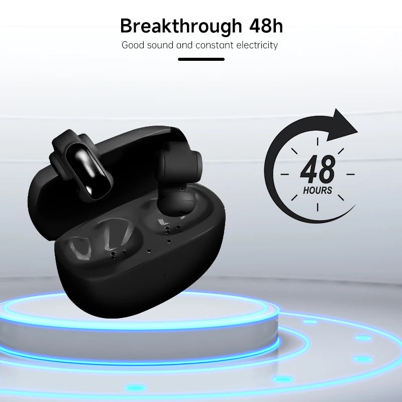 Wireless Bluetooth Sports Earphones Waterproof Sweatproof Noise Reduction Open Ear Clip Earbuds with Charging Case 5.3 Bluetooth