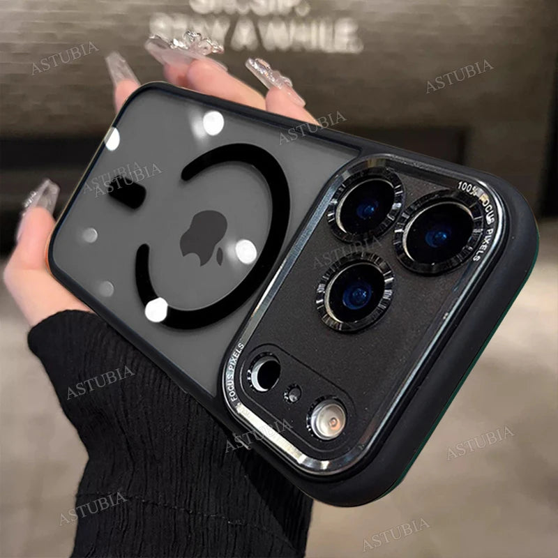 Luxury Magnetic Metal Lens Bumper Protection Case For iPhone 17 Air 16 15 14 13 12 11 Pro Max Plus Magsafe Acrylic Clear Cover