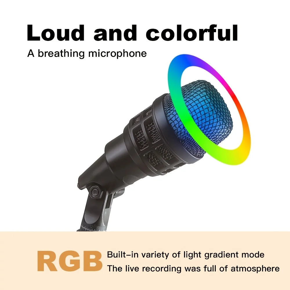 Mini USB RGB Condenser Microphone – Noise Reduction Mic for Streaming, Gaming & Calls