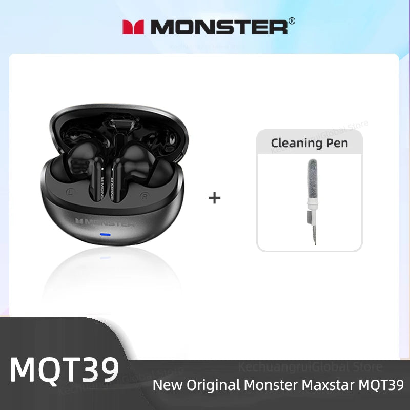 Monster MQT39 Wireless Bluetooth 6.0 Earphones TWS Hifi Stereo XNoise Reduction Gaming Sports With Mic