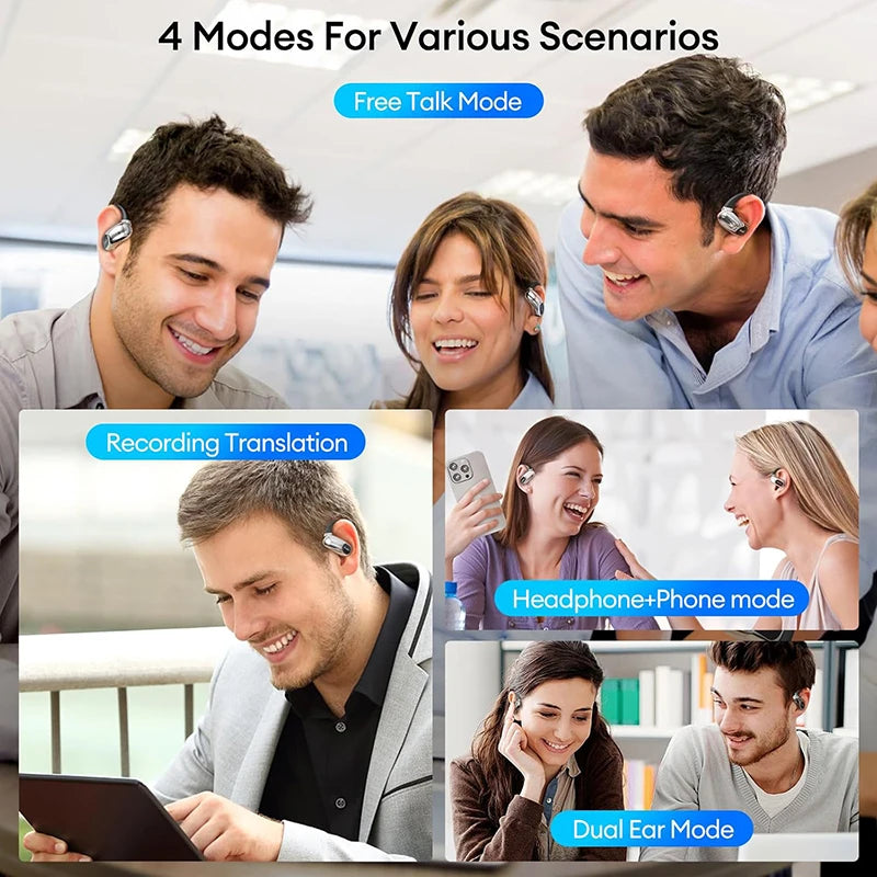 PAXA OpenAirUltra AI OWS Translation Earphones 100+ languages Stereo Touch Display Multi ENC Call AI Chat