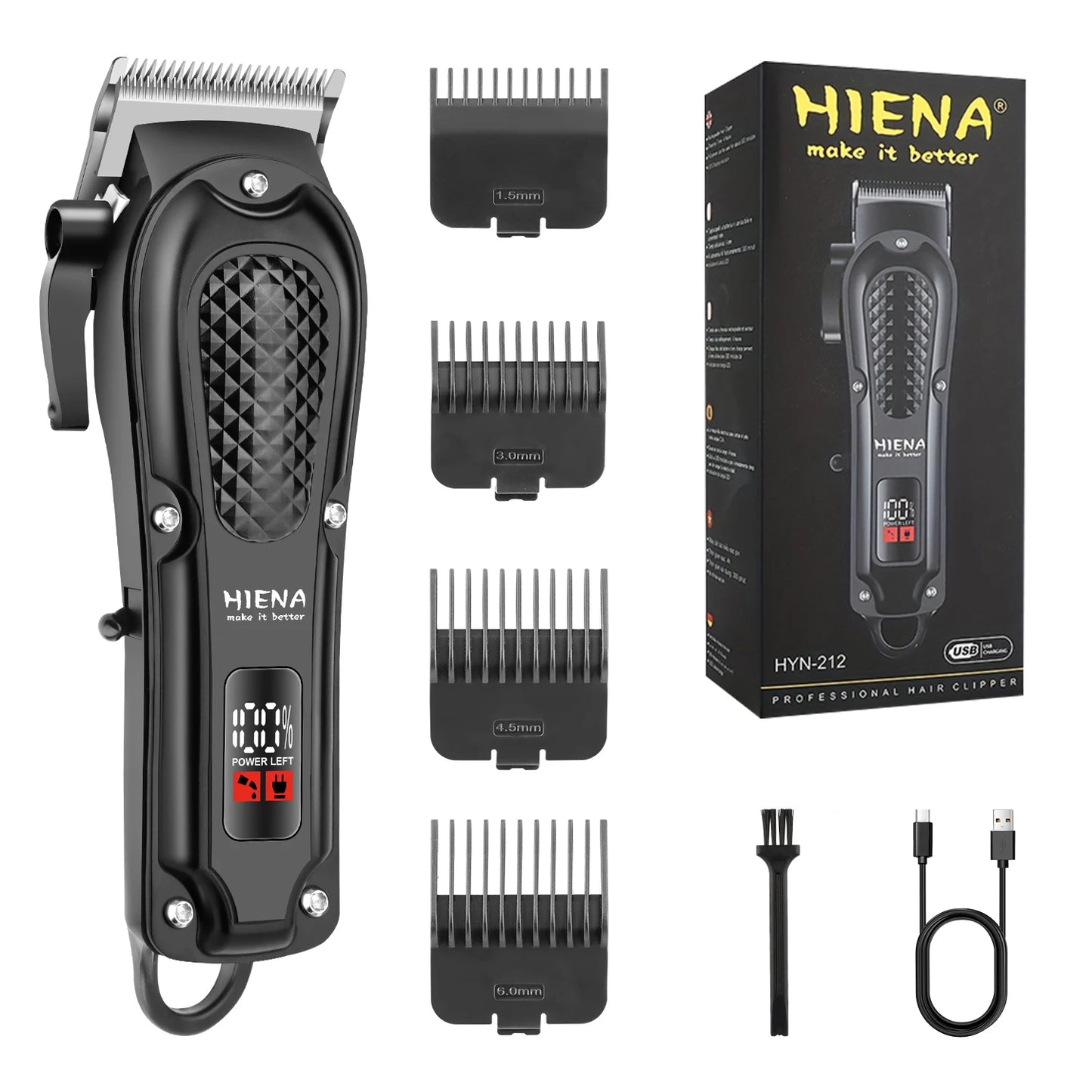 HIENA Professional Hair Clipper – Electric Trimmer & Shaver for Men