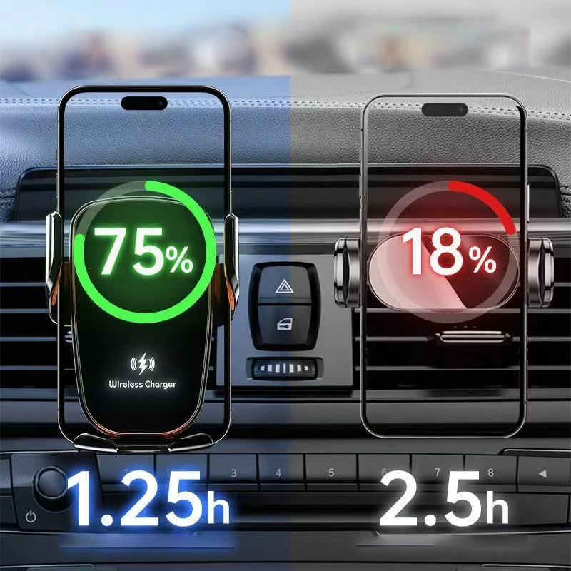 UYUXIO Manual Clamp Wireless Car Fast Charger 15 Air Vent Car Mount Phone Holder for iPhone Samsung Android Phone