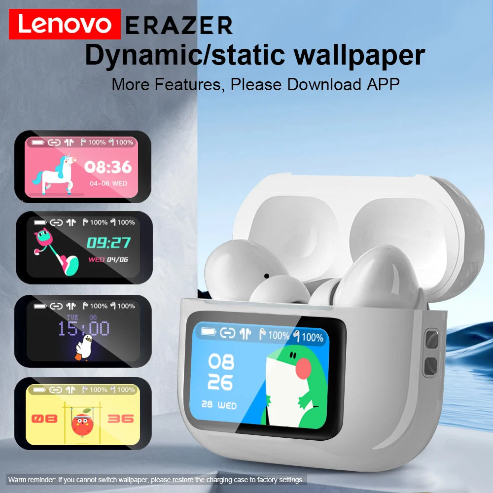 Lenovo ERAZER Original Bluetooth Earphones HIFI Stereo Sound Earbuds With Built-in Mic Touch Screen Wireless Headphones HD Music