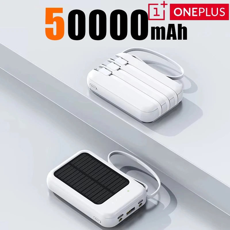 ONEPLUS 50000mAh Solar Power Bank 4 in 1 Large Capacity Fast Charging External Battery Outdoor Survival Emergency Equipment 2026