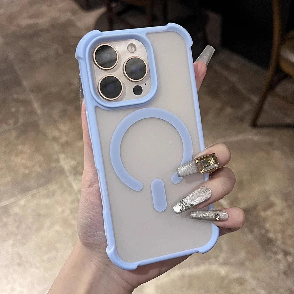 Matte Translucent for Magsafe Phone Case for iPhone 17 16 15 14 13 12 11 Pro Max Magnetic Wireless Charging Shockproof