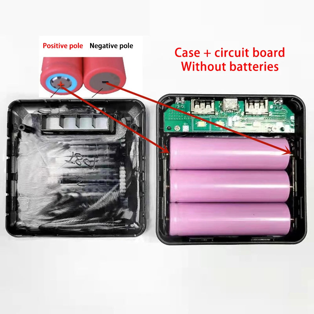 3*18650 DIY 18650 Battery DIY Power Bank Case Charge Storage Box Dual USB Type C Micro USB No Welding Mobile Power Case Kit