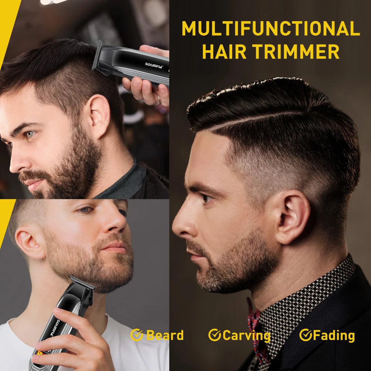 SURKER Professional Hair Clipper – Ceramic Blade, LED Display, USB Charging