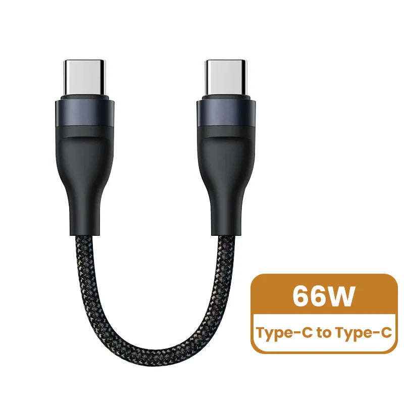 120W PD Fast Charger Type C Quick  3.0 USB C For iPhone 15 16 Samsung Xiaomi 0.25m USB C to C Short Cable