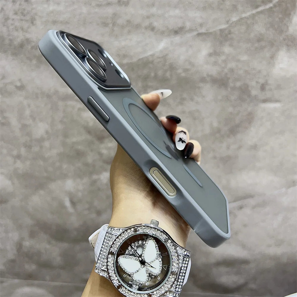 Matte Magnetic Translucent  Wireless Charge Phone Case For iPhone 17 Air 16 15 14 13 12 11 17 Pro Max Magsafe Must-Cover