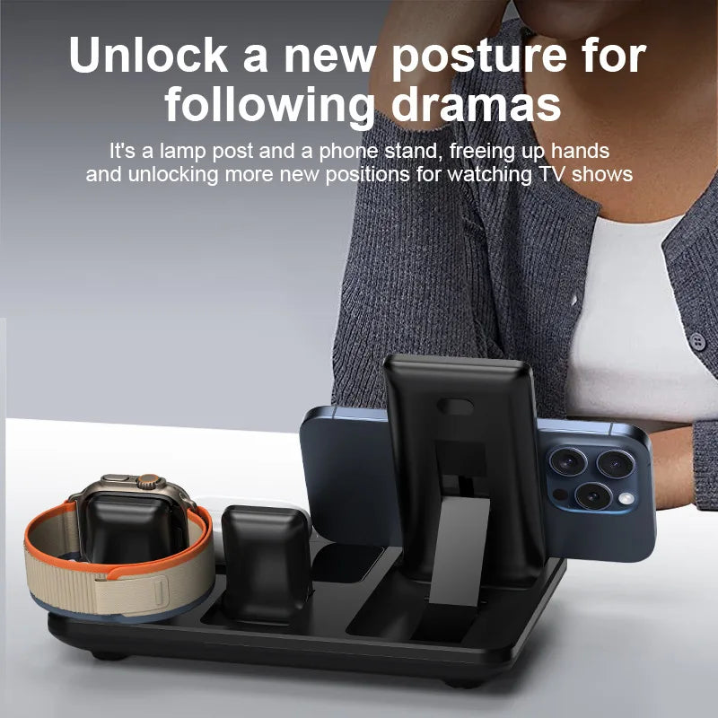 30W Electric Wireless Charger Stand for Airpods Pro Apple Watch Touch Control Fast Station for Iphone 16 15 14 13 12 11