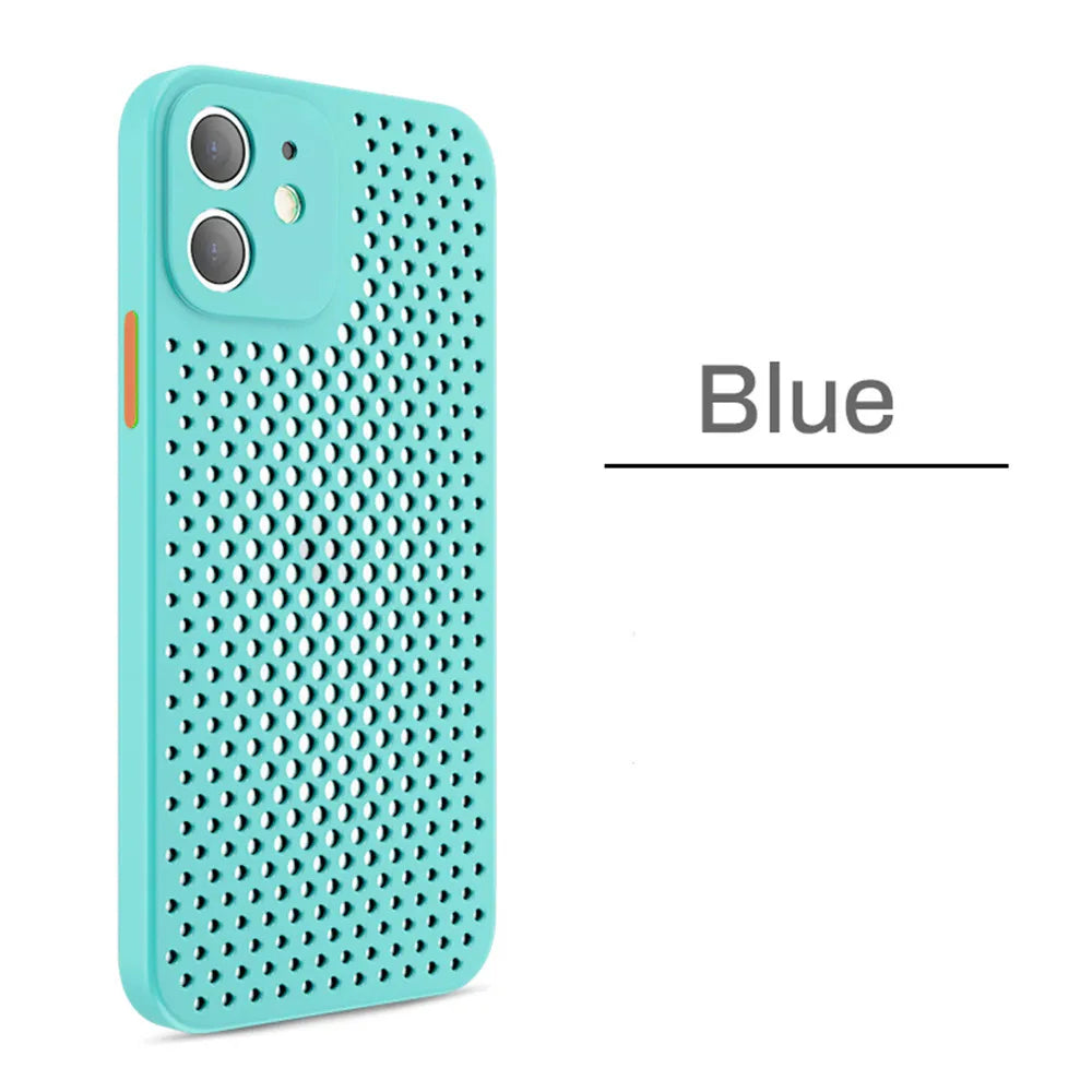 Breathable Cooling Shockproof Soft Silicone Case For iPhone 16 15 14 13 12 11 Pro Max XS X XR 8 7 Plus Bumper Back