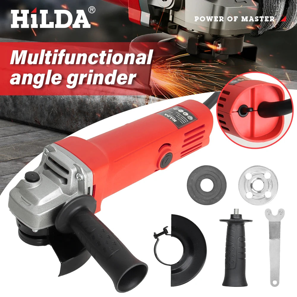 HILDA 1300W 125mm Angle Grinder – Handheld Electric Cutting Tool