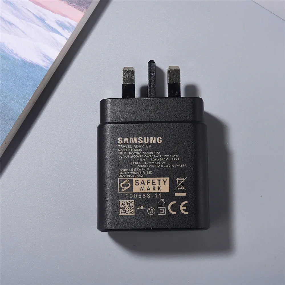 SAMSUNG 45W PD Super Fast Charger EU/US/UK Plug For Galaxy S24 S23 Note20 Ultra 10 Plus A55 A53 A54 F56 F55 A36 & 5A USB C Cable