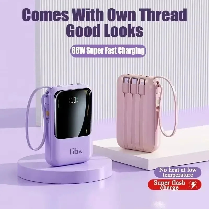 NEW 20000mAh Mini Power Bank 66W Portable Charger Fast External Spare Battery for IPhone Huawei Xiaomi Phone