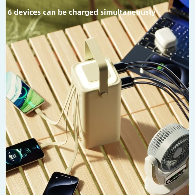 Portable outdoor emergency Power banks smartphone Backup Power 50000mah with built-in cable 50000mah camping light