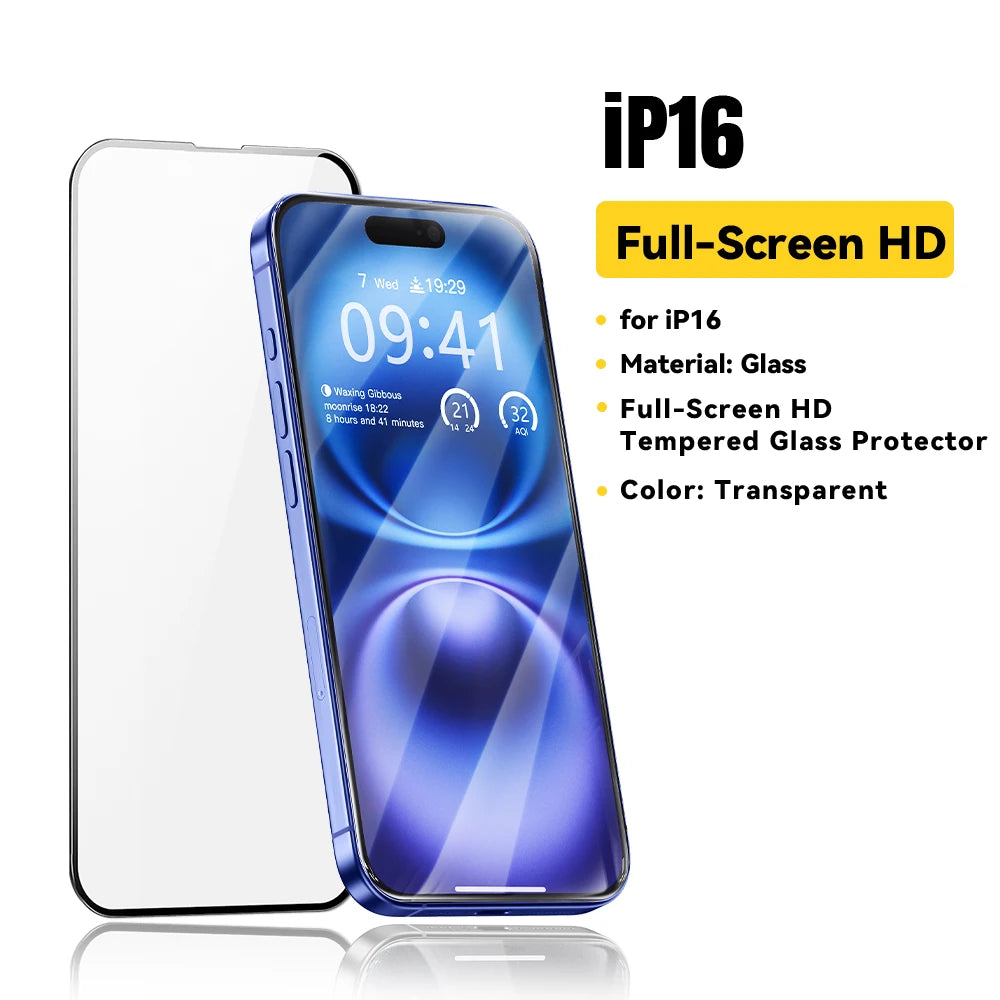 Essager Screen Protector for iPhone 16 15 14 13 Pro Max Plus 2Pcs HD Drop-proof And Dust-proof Tempered Glass Film Transparent