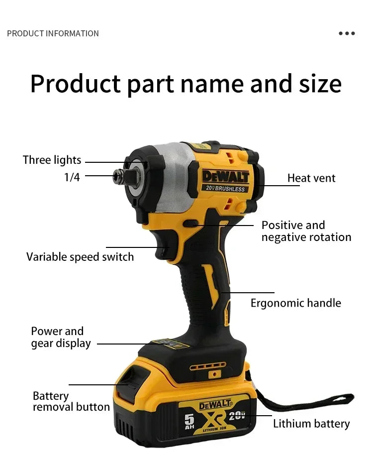 DEWALT DCF922 20V Wireless Impact Wrench – 406Nm High Torque
