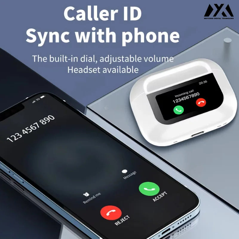 A8 Pro wireless headphones, touch-controlled LED display, noise-cancelling headphones, long-lasting battery, built-in microphone