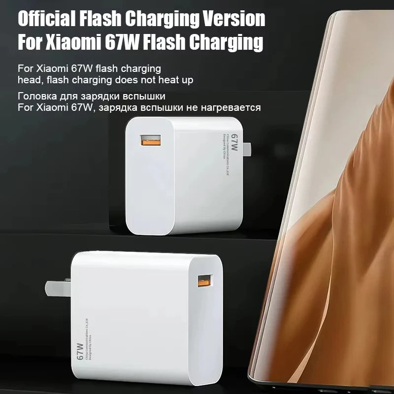 Xiaomi 67W USB Fast Charger for Xiaomi 14 13 12 11 10 Ultra Redmi Note 12T 13 Pro Turbo Quick Type C USB Cable