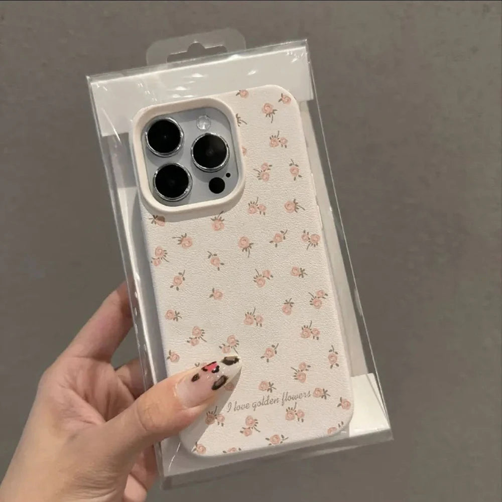 Flower Leather Phone Case For iPhone 15 Pro Max Case iPhone 11 12 13 14 16 17 Pro Max Plus 17 Air Shockproof Soft Silicone