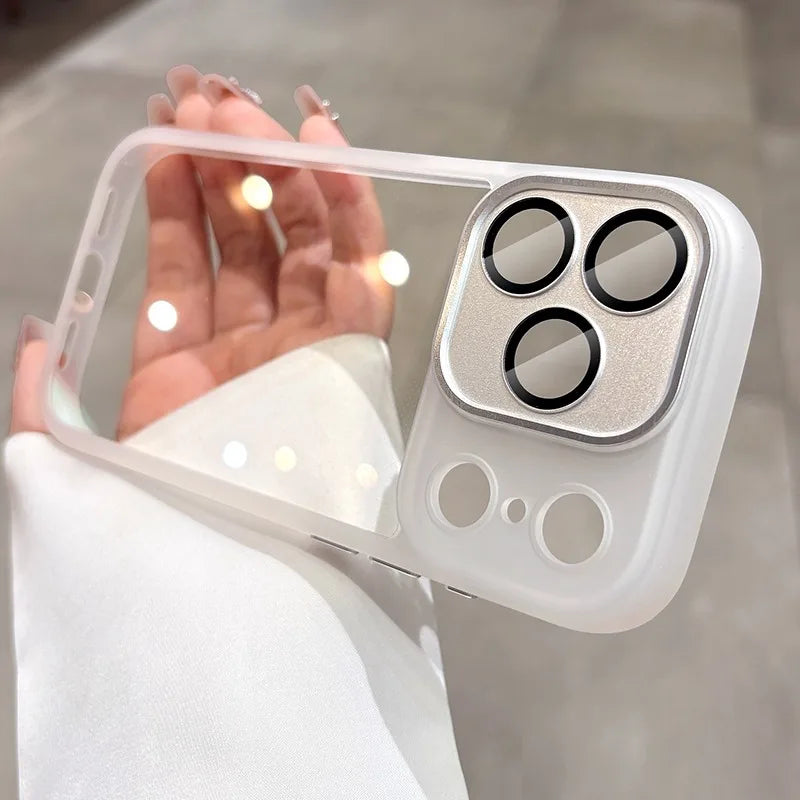 Luxury Hard Acrylic Transparent Case for iPhone 17 Air 13 14 15 16 17 Pro Max Plus 12 11 Lens Film Protection Shockproof